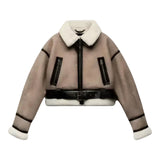 FORET LÆDERLOOK-JAKKE MED BÆLTE